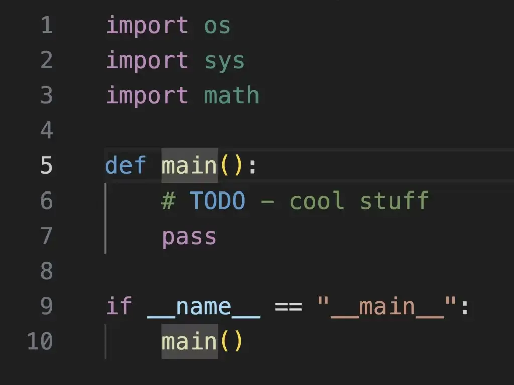 Screenshot of Visual Studio Code displaying an example python program