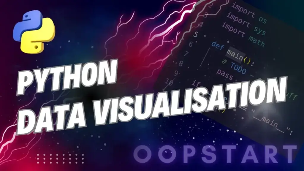 Lightning bolt and Python code snippet with "Python Data Visualisation" in blocky caps
