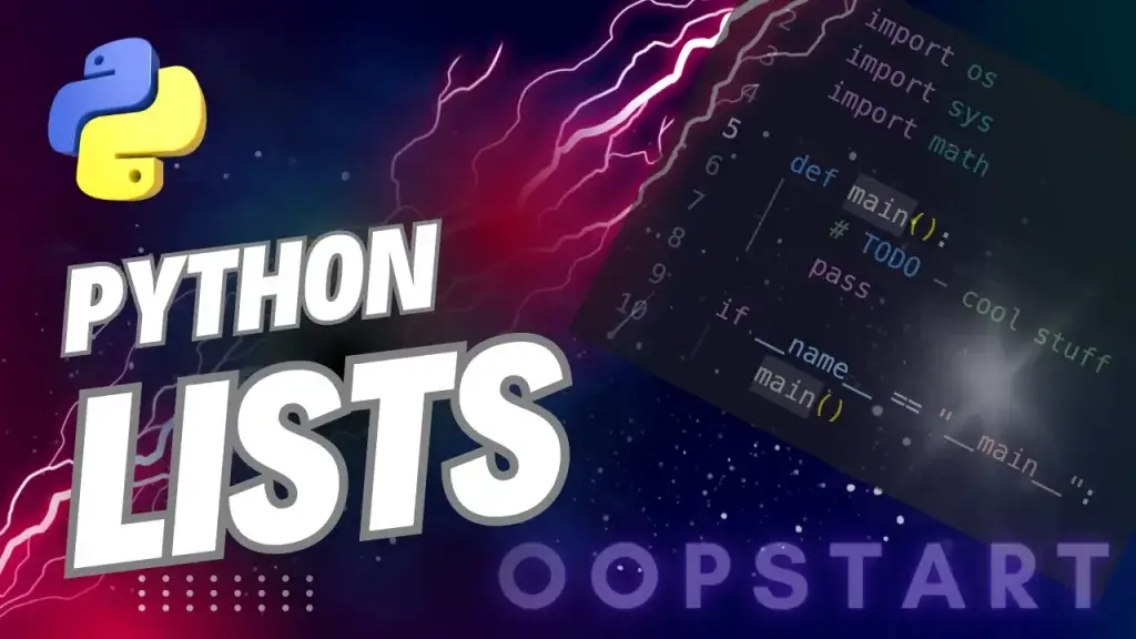 Lightning bolt and Python snippet with post title in blocky caps