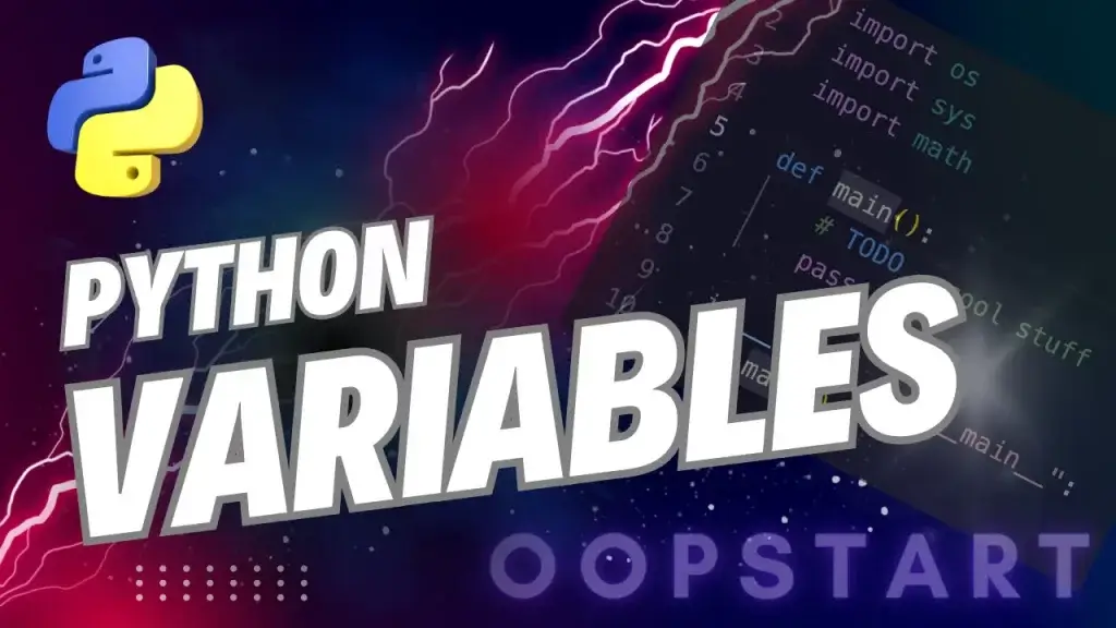 Lightning bolt and Python snippet with post title in blocky caps