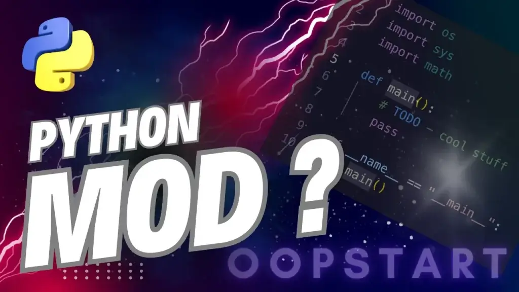 Lightning bolt and Python code snippet with "PYTHON MOD" in blocky caps